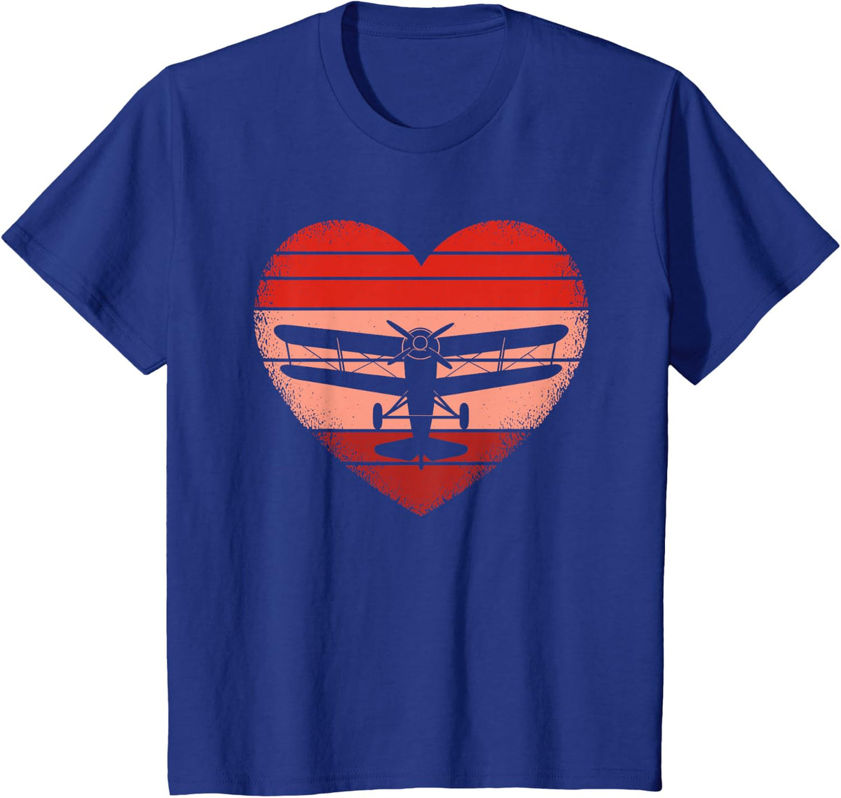 Retro Aeroplane Heart Valentine Pilot Women Men Children T-Shirt - Royal Blue