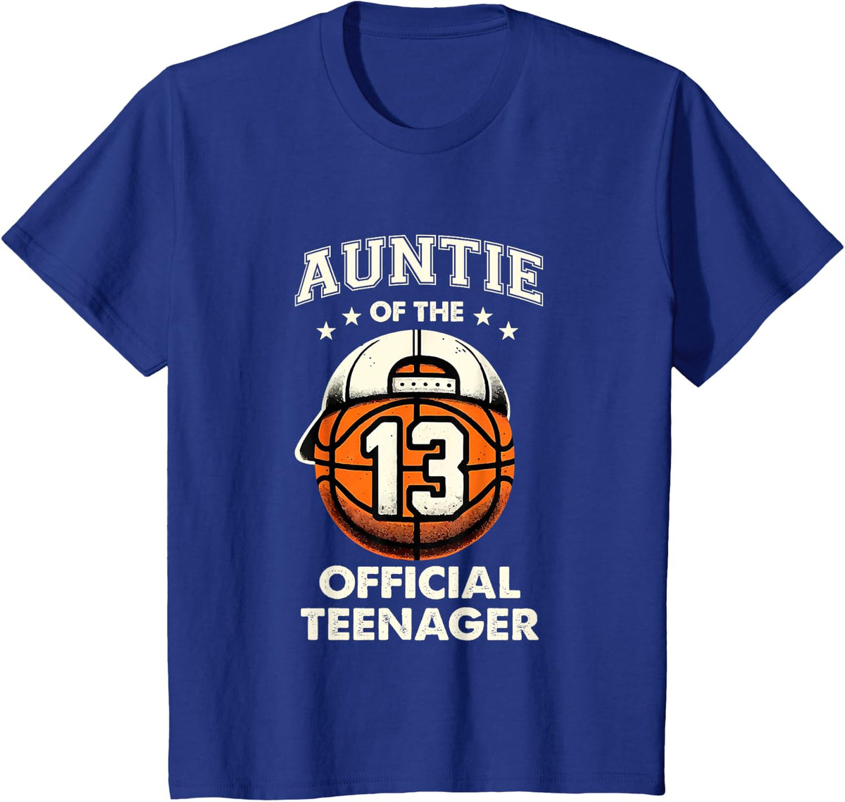 Auntie Of The 13 Official Teenager 13th Birthday Basketball T-Shirt - Royal Blue