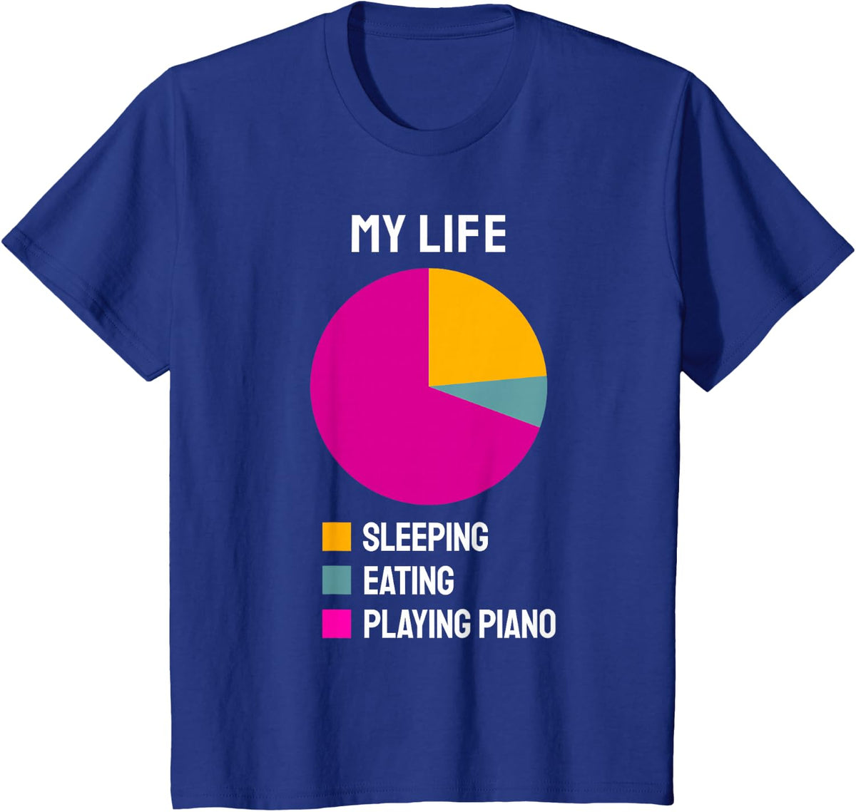 Funny Piano Player Pianist Musician Saying I Eating Sleeping T-Shirt - Royal Blue