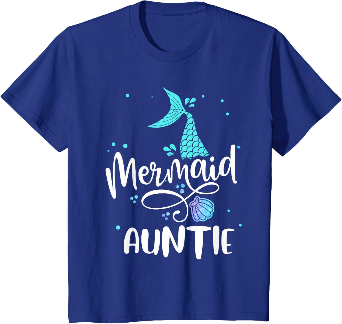 Mermaid Auntie Funny Aunt Women Family Matching Party Squad T-Shirt - Royal Blue