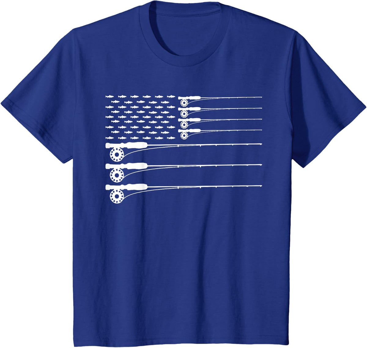 American Flag Fly Fishing Rod Trout Patriot Men T shirt Gift T-Shirt - Royal Blue