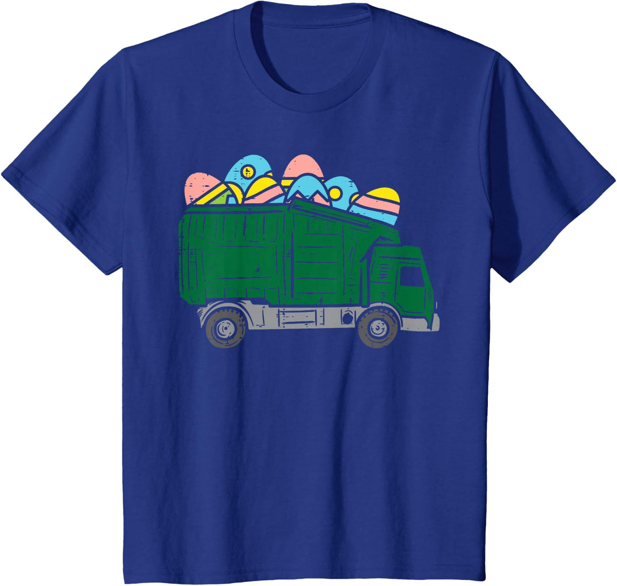 Kids Garbage Truck Eggs Cute Easter Day Egg Hunting Boys Kids T-Shirt - Royal Blue