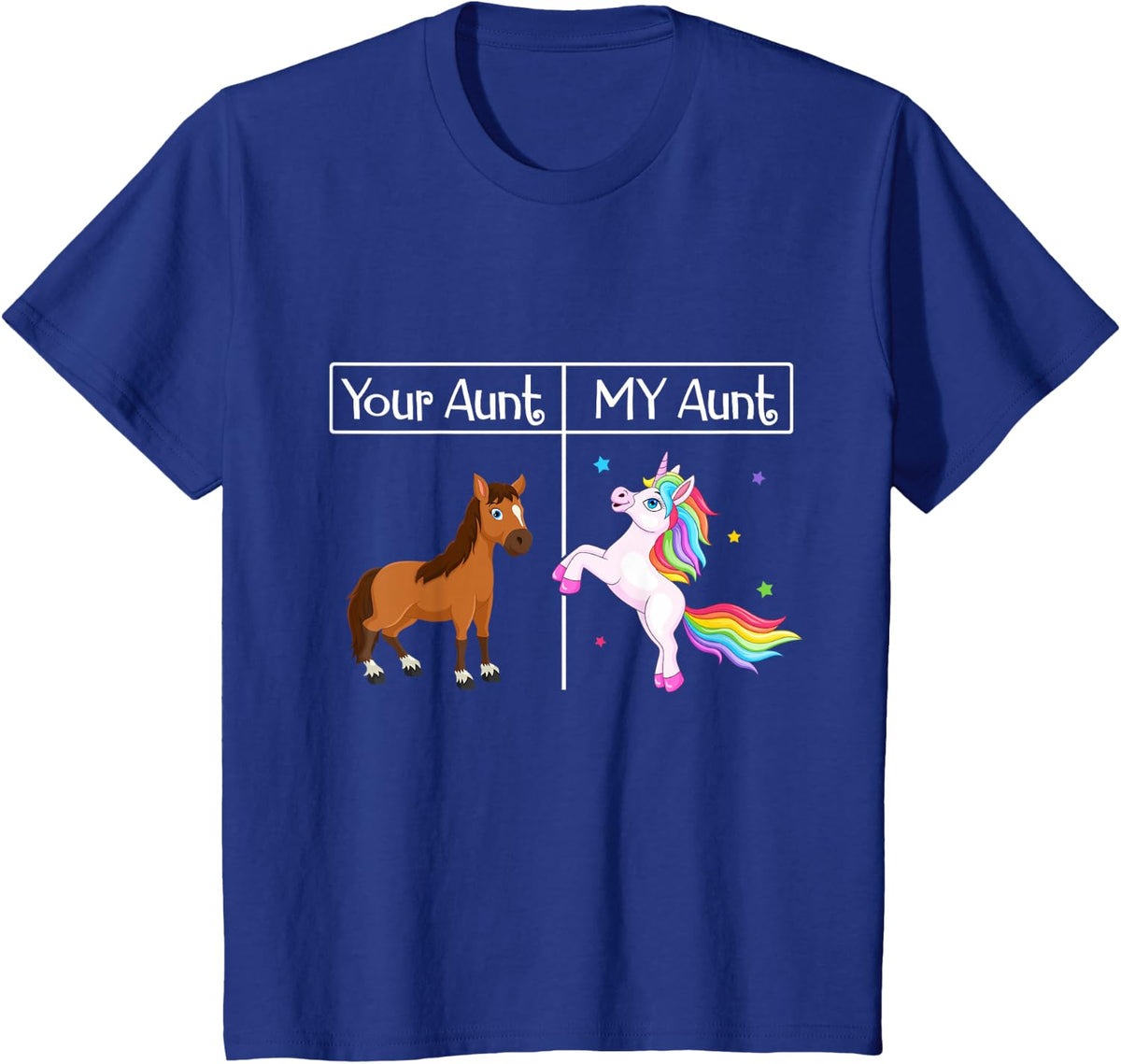 Kids My Aunt Unicorn Funny & Cute Auntie Niece & Nephew Gift T-Shirt - Royal Blue