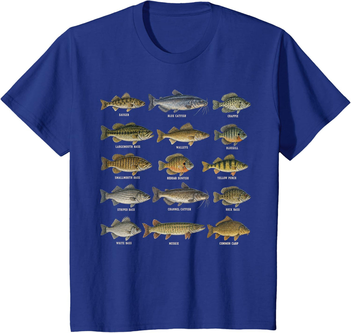 Freshwater Fish Species Fishing Angler Lake Fisherman T-Shirt - Royal Blue
