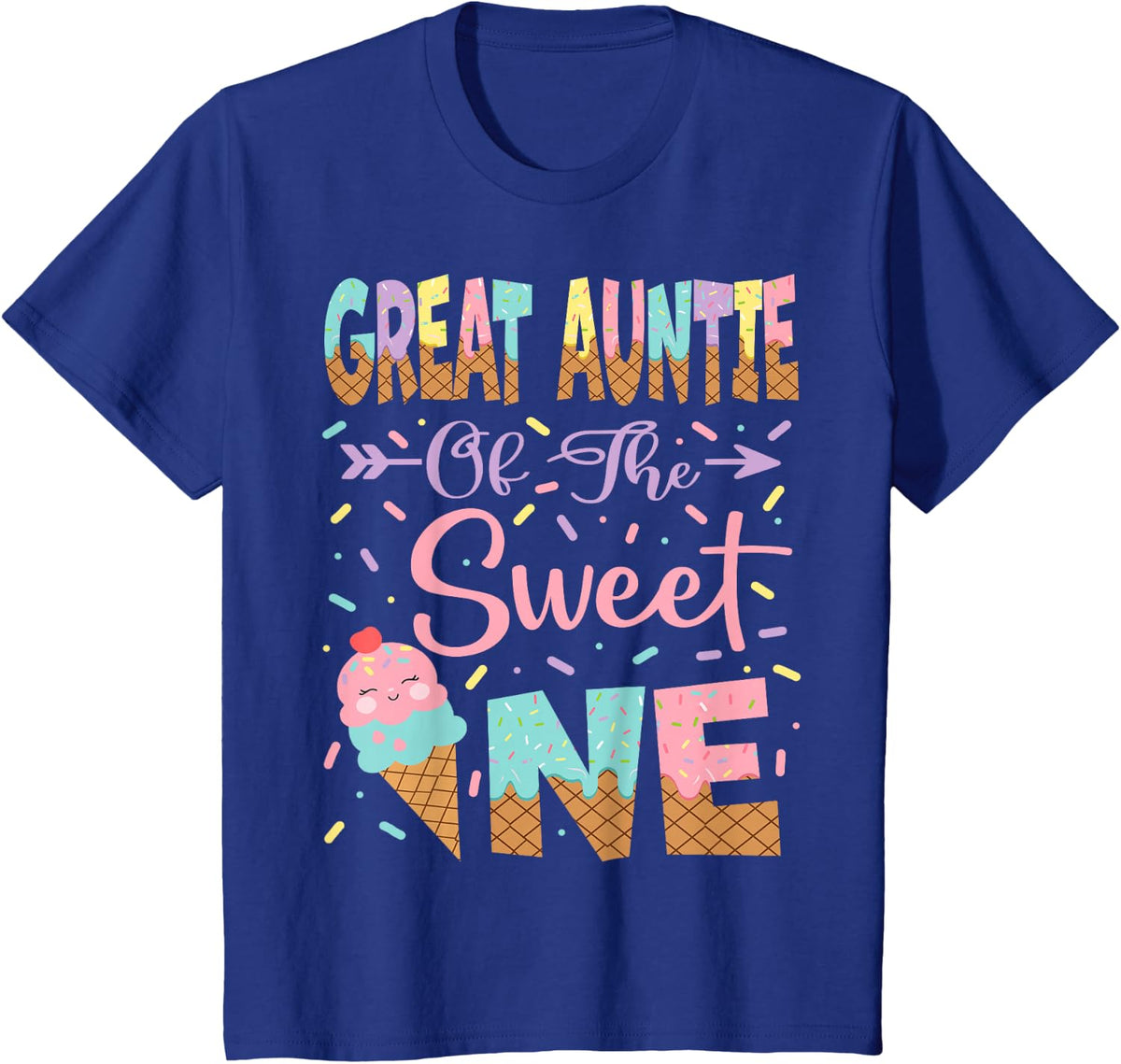 Great Auntie Of The Sweet One Ice Cream 1St Birthday Girl T-Shirt - Royal Blue
