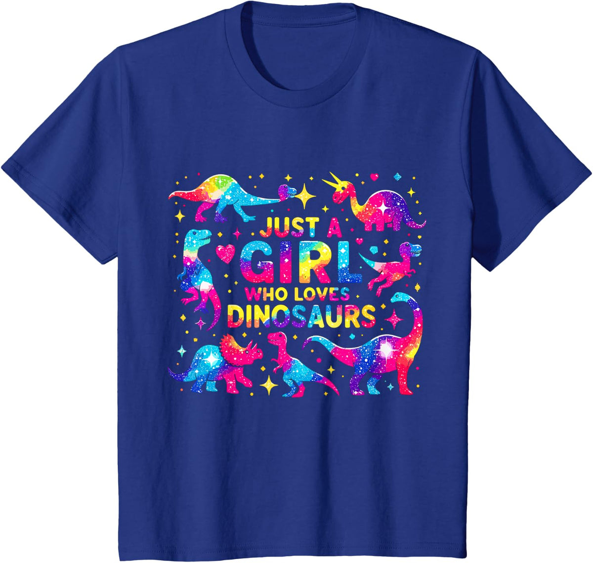 Dinosaur Just a Girl Who Loves Dinosaurs T-Shirt Tees for Girls - Royal Blue