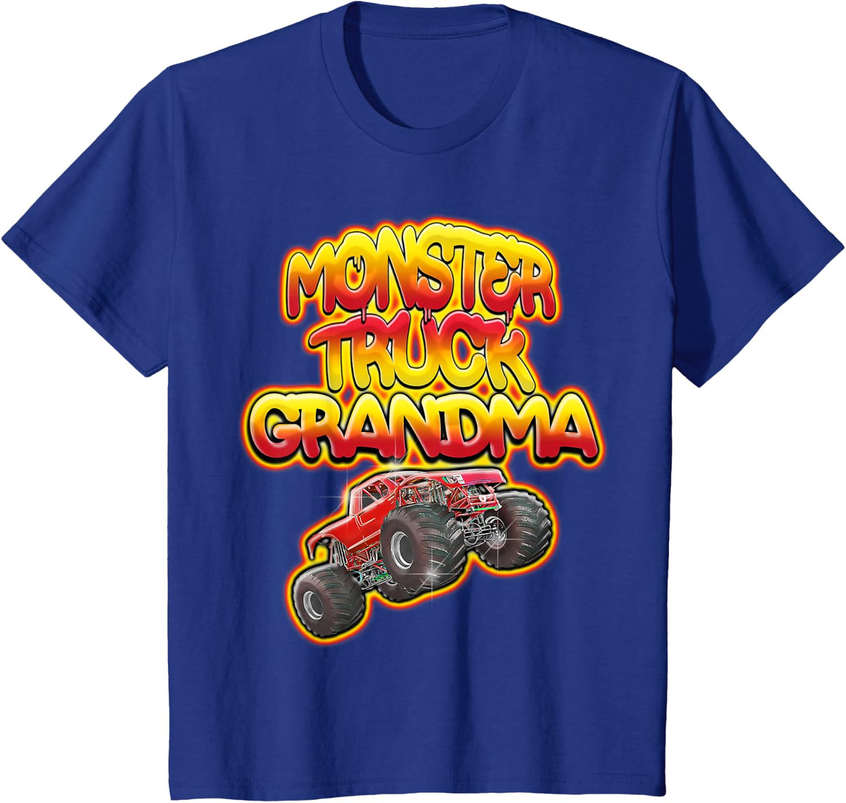 Monster Truck Grandma Hot Red Graffiti Style T-Shirt - Royal Blue