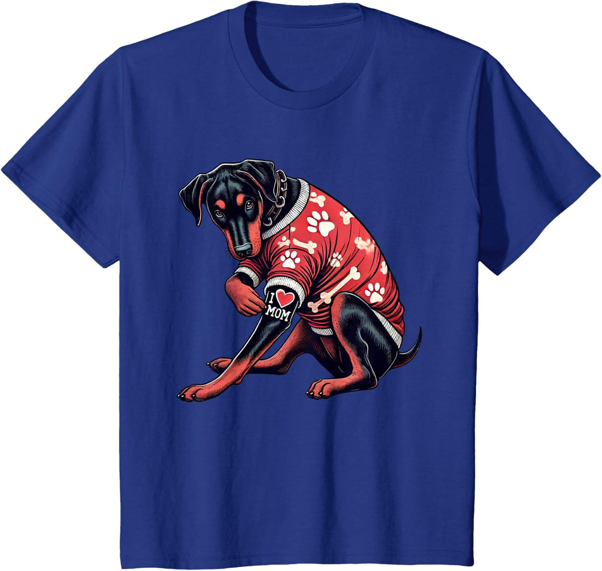 Funny I Love Mom Tattoo Doberman Pinscher Mom For Women T-Shirt - Royal Blue