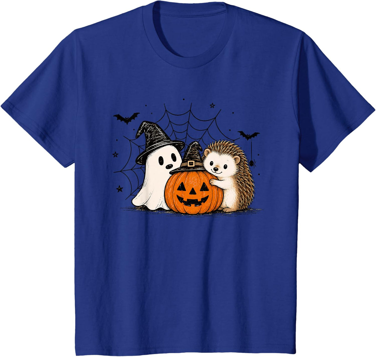 Hedgehog Halloween Ghost Pumpkin Cute Spooky Costume T-Shirt - Royal Blue