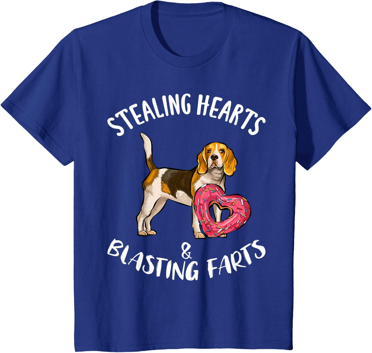 Stealing Hearts Blasting Farts Beagle Valentines Day T-Shirt - Royal Blue