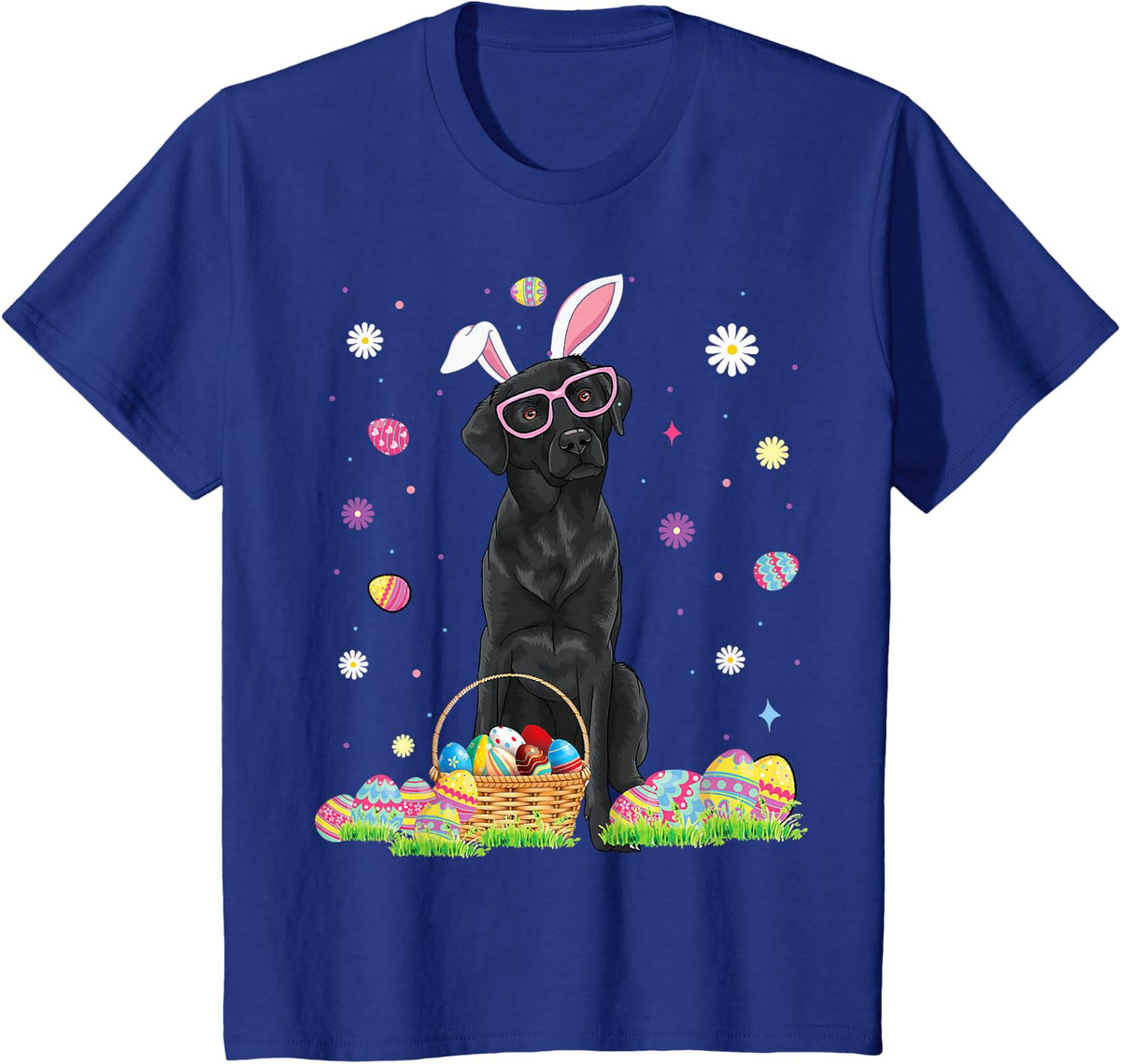 Happy Easter Cute Black Labrador Bunny Ears Dog Lovers T-Shirt - Royal Blue