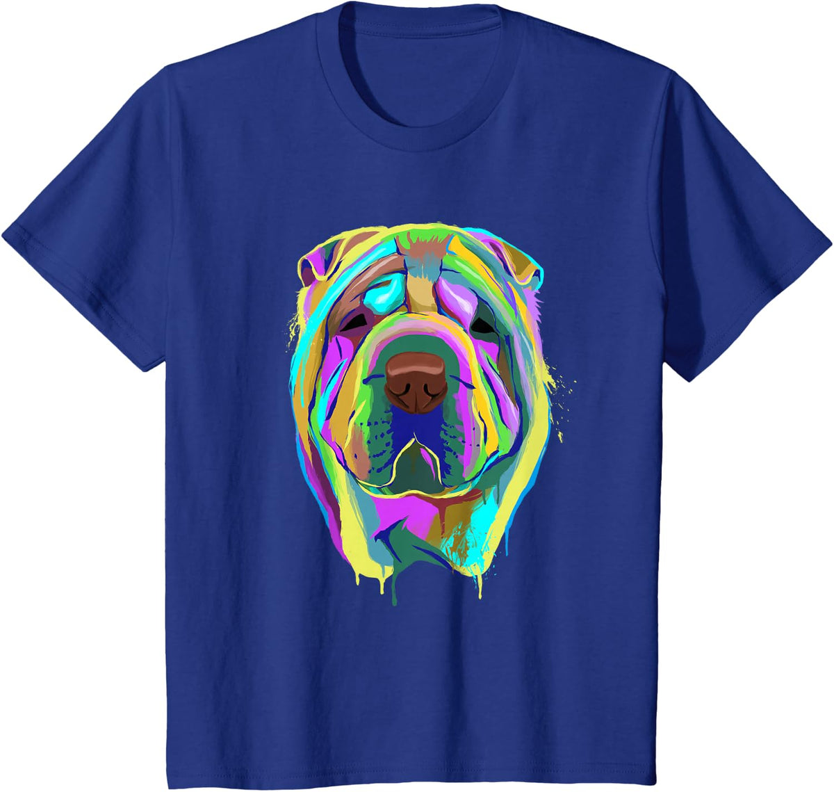 Colourful Dog Shar Pei T-Shirt - Royal Blue