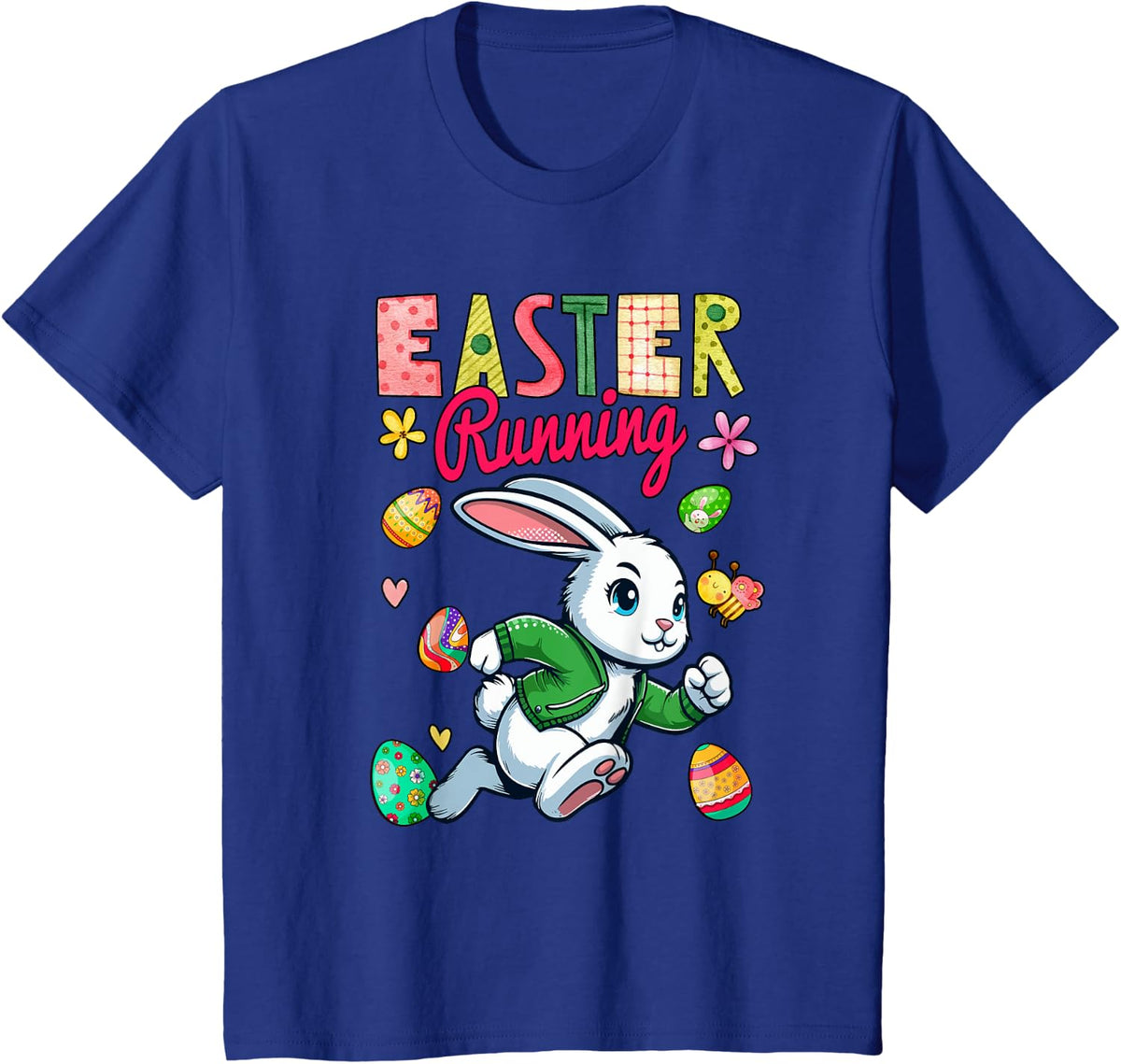 Easter Running Costume Bunny Runner Matching Family Kids T-Shirt - Royal Blue