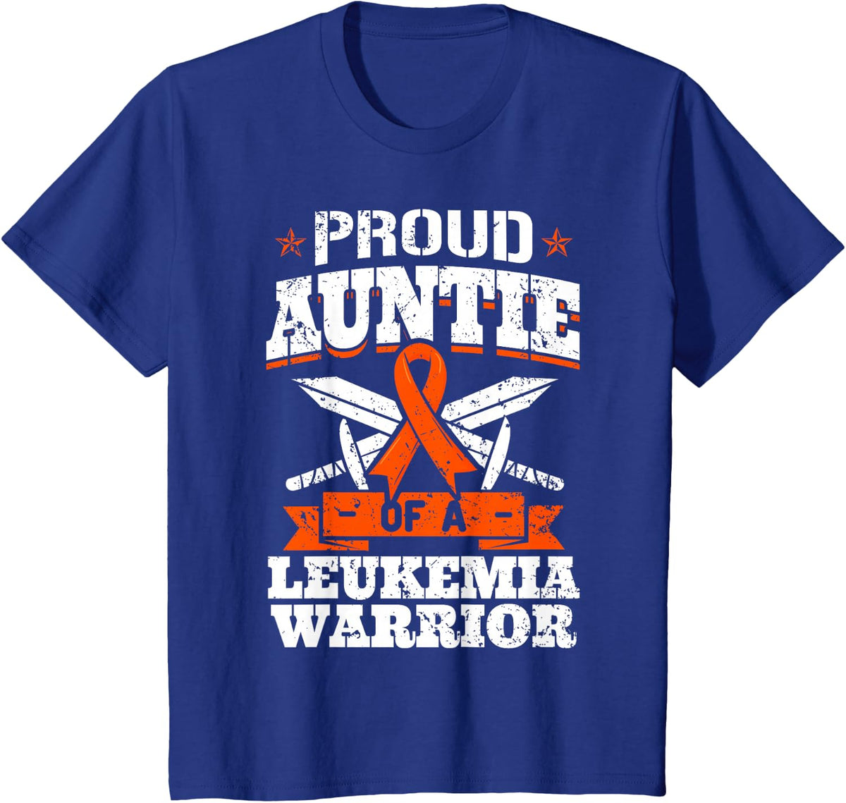 Proud Auntie Of A Leukemia Warrior Awareness Blood Cancer T-Shirt - Royal Blue