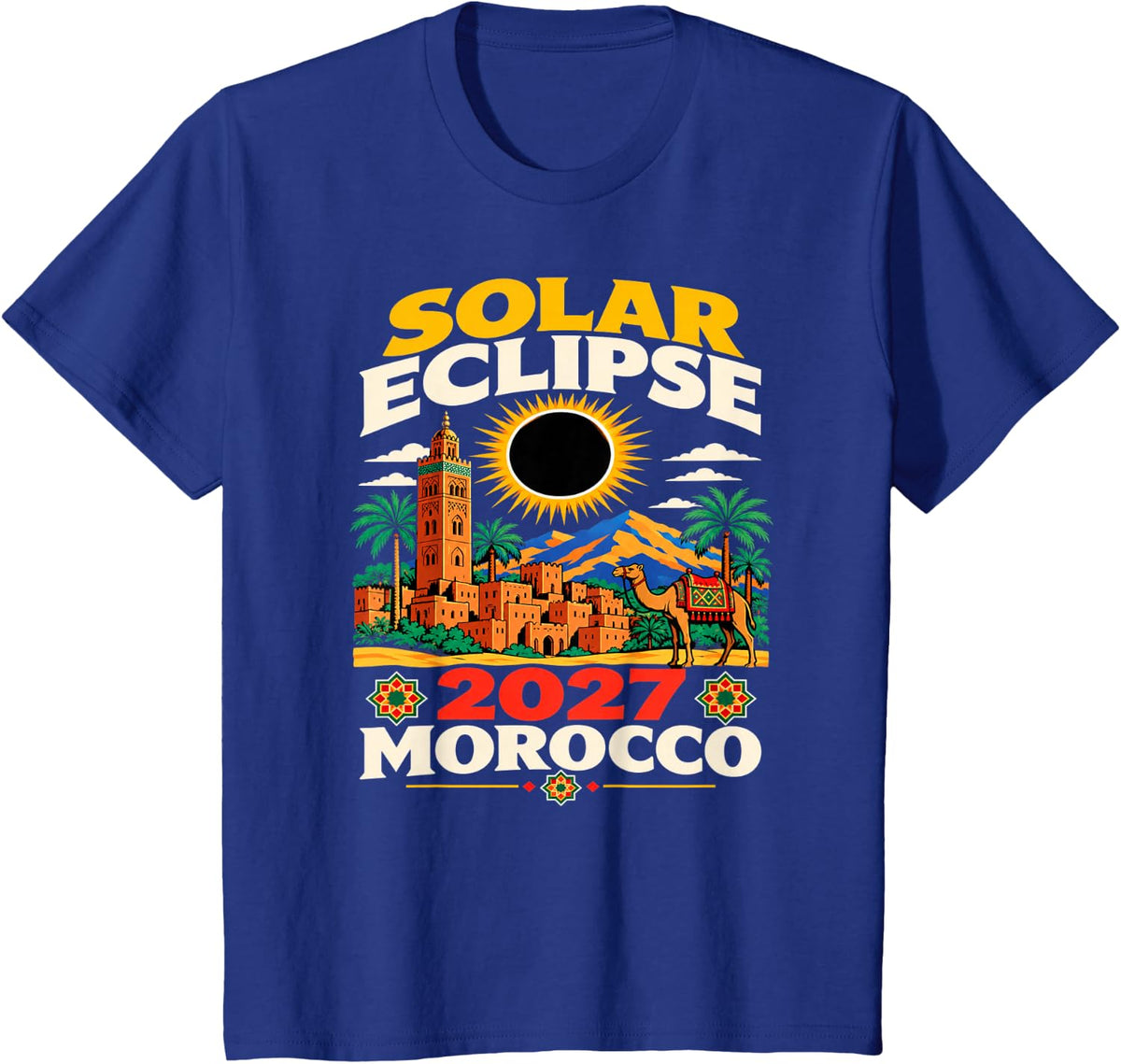 Solar Eclipse 2027 Morocco Pyramids Astronomy T-Shirt - Royal Blue