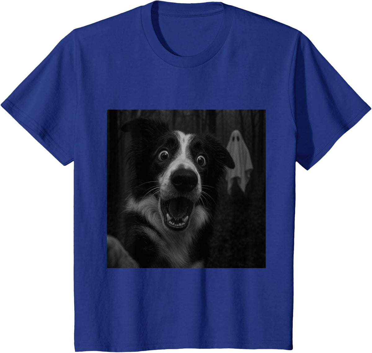 Border Collie Ghost Spooky Halloween T-Shirt - Royal Blue
