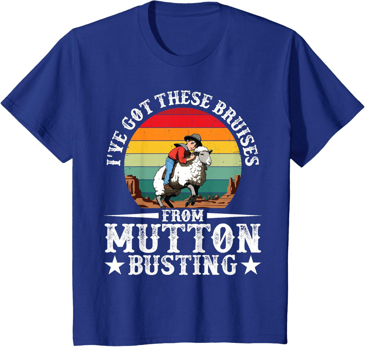 Mutton Buster Vest Rodeo Sheep Rider Mutton Busting T-Shirt - Royal Blue