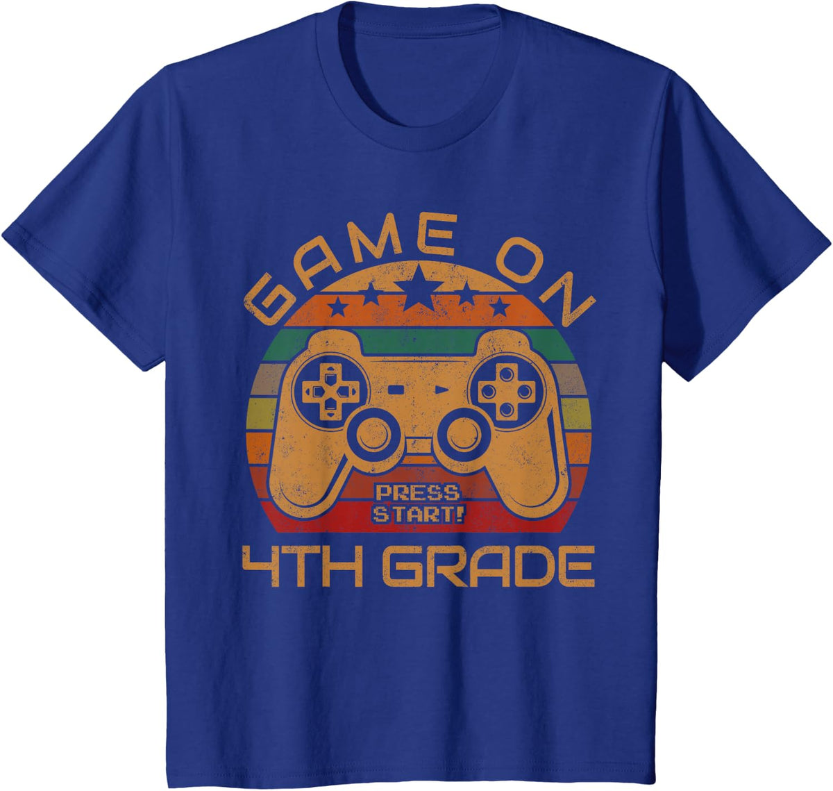 Game On 4th Grade First Day Gamer Gift Back to School T-Shirt - Royal Blue