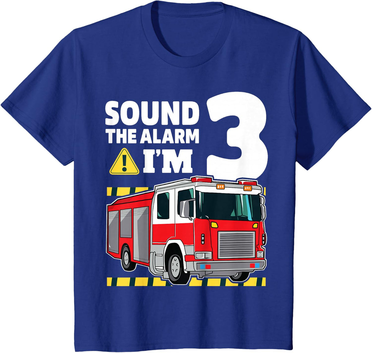 Kids 3rd Birthday Boy Fire Truck 3 Three Year Old Firefighter T-Shirt - Royal Blue