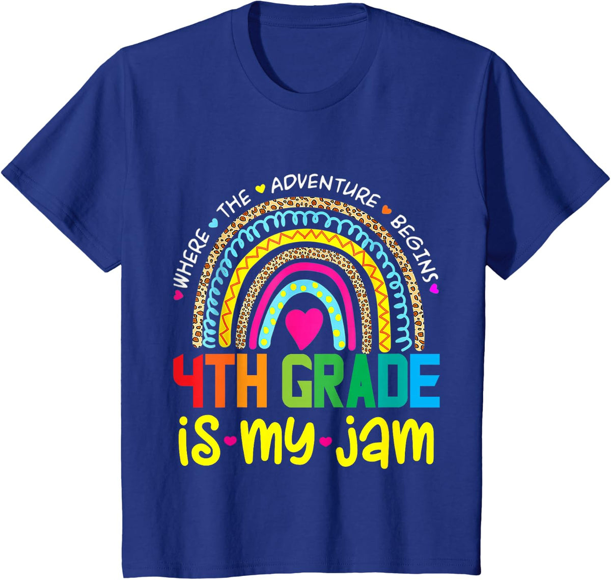 Fourth 4th Grade Is My Jam - Back To School Rainbow Teacher T-Shirt - Royal Blue