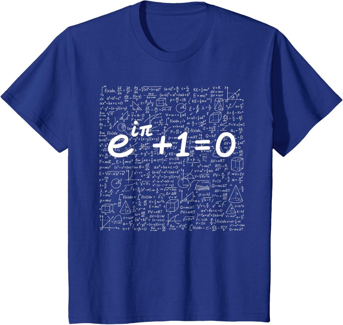 Euler's Identity Math Physics Formula Chalkboard Equation T-Shirt - Royal Blue