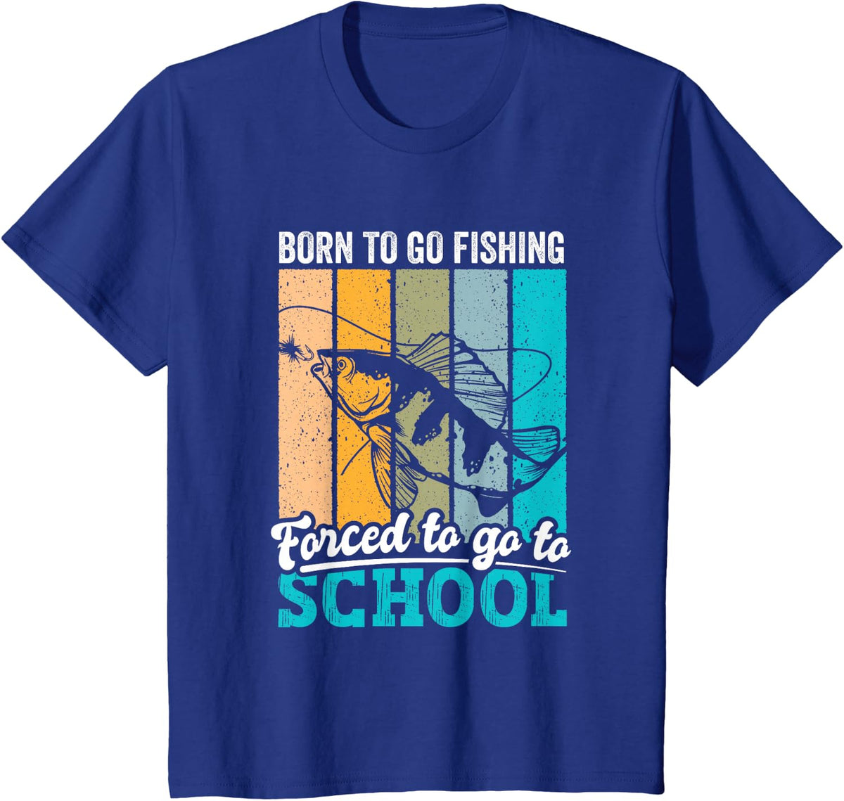 Funny Born to Go Fishing Bass Fish Fisherman Boys Kids T-Shirt - Royal Blue