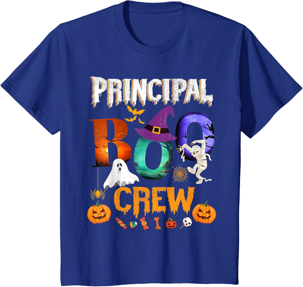 Principal Boo Crew Teacher Student Funny Halloween Costume T-Shirt for Men Women Kids - Royal Blue