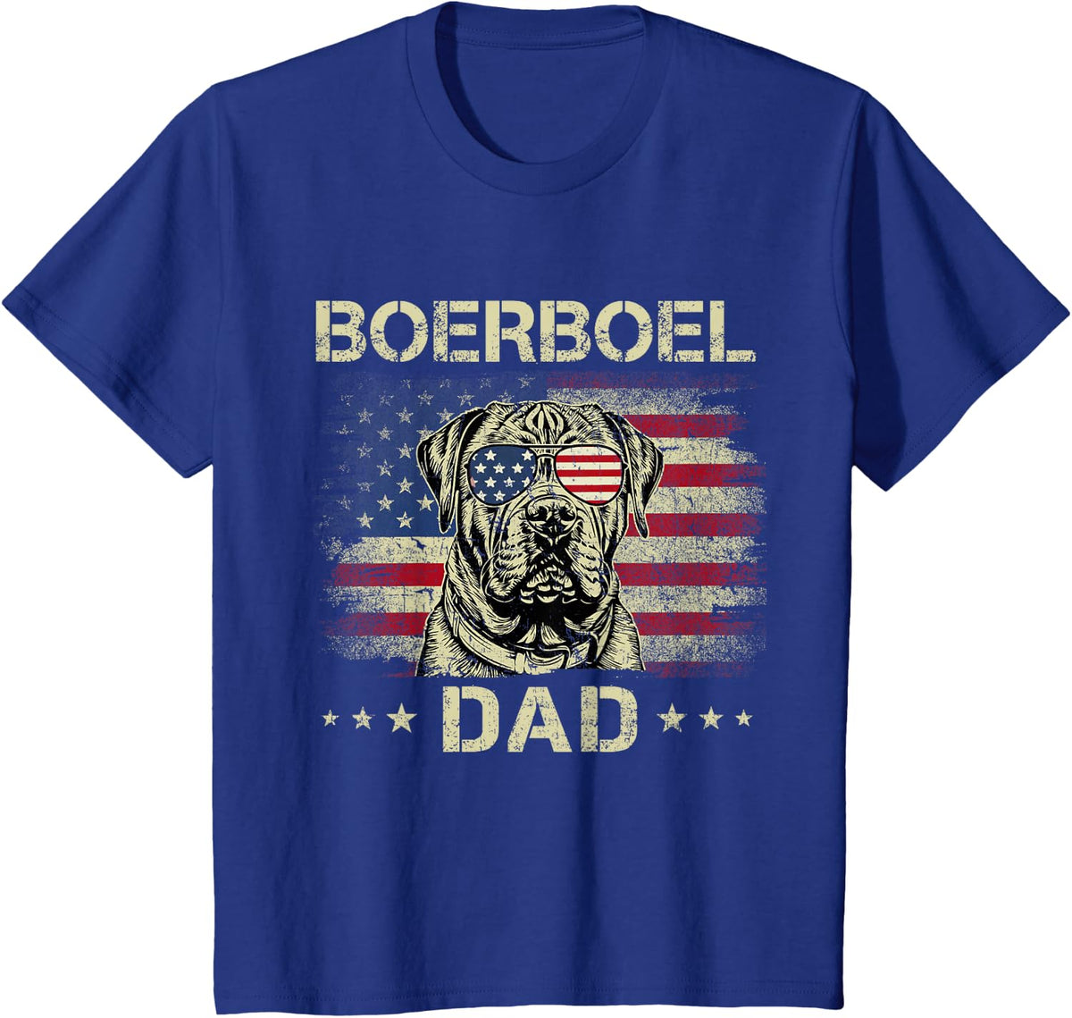 Boerboel Dad Dog Vintage American Flag 4th Of July T-Shirt for Men Women Kids - Royal Blue