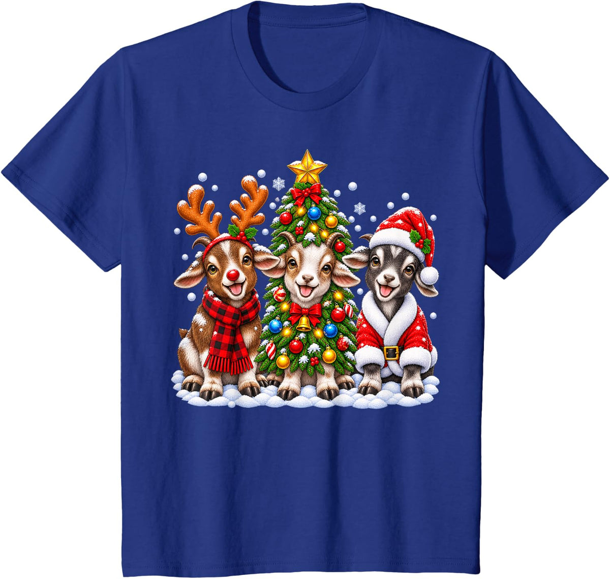 Goat Merry Christmas Santa Hat Holidays Xmas T-Shirt - Royal Blue