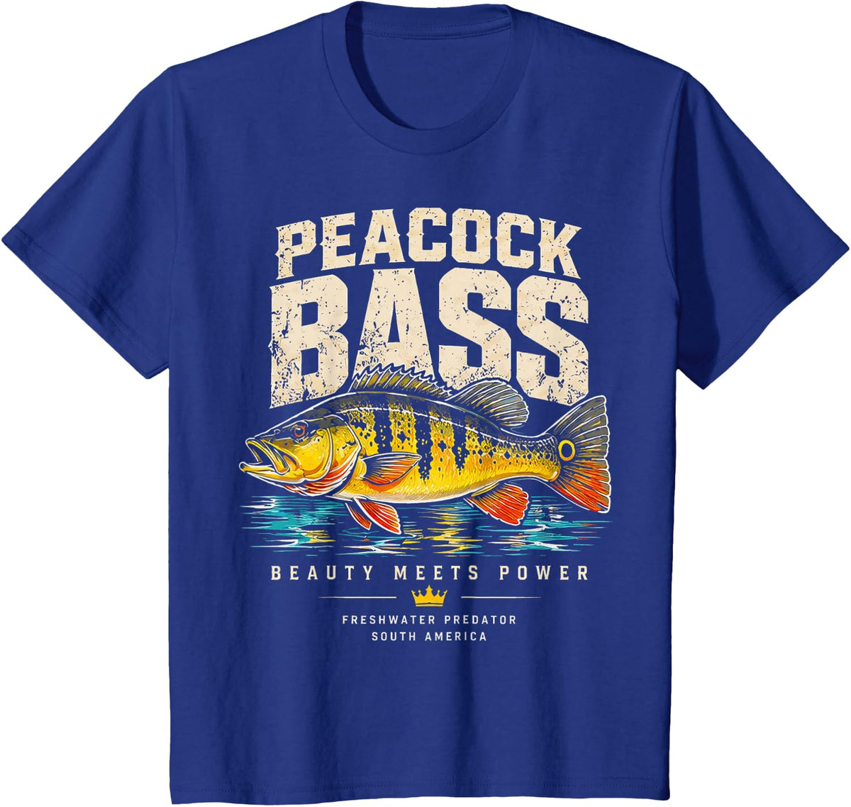Peacock Bass Fishing Design for Dad and Boys T-Shirt - Royal Blue