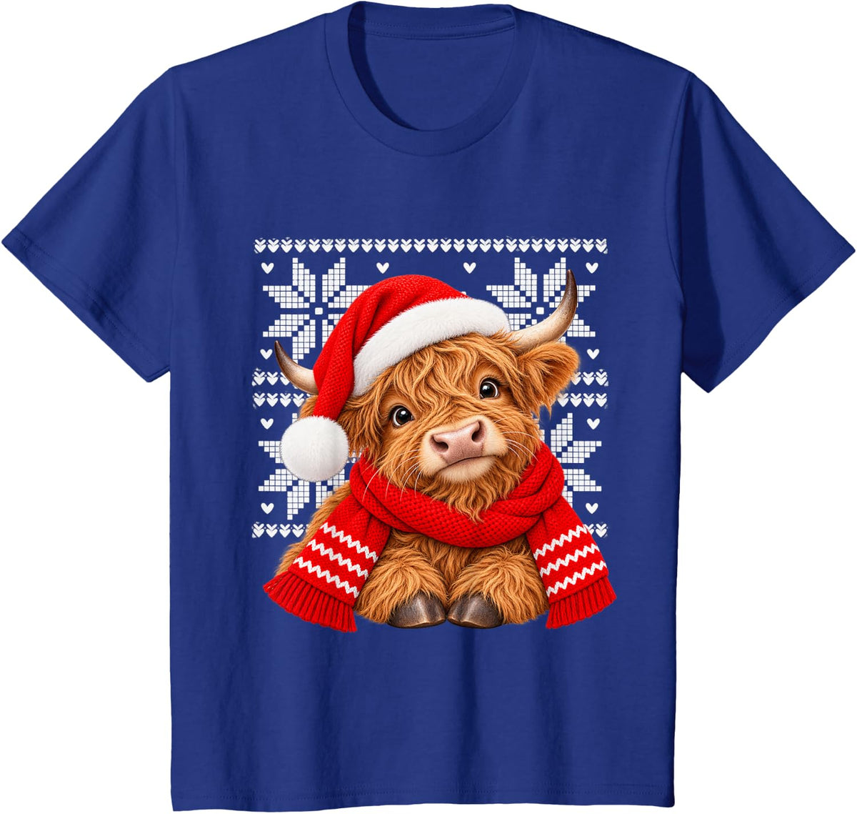 Ugly Christmas Hedgehog Scarf Holiday Cute Kids T-Shirt - Royal Blue