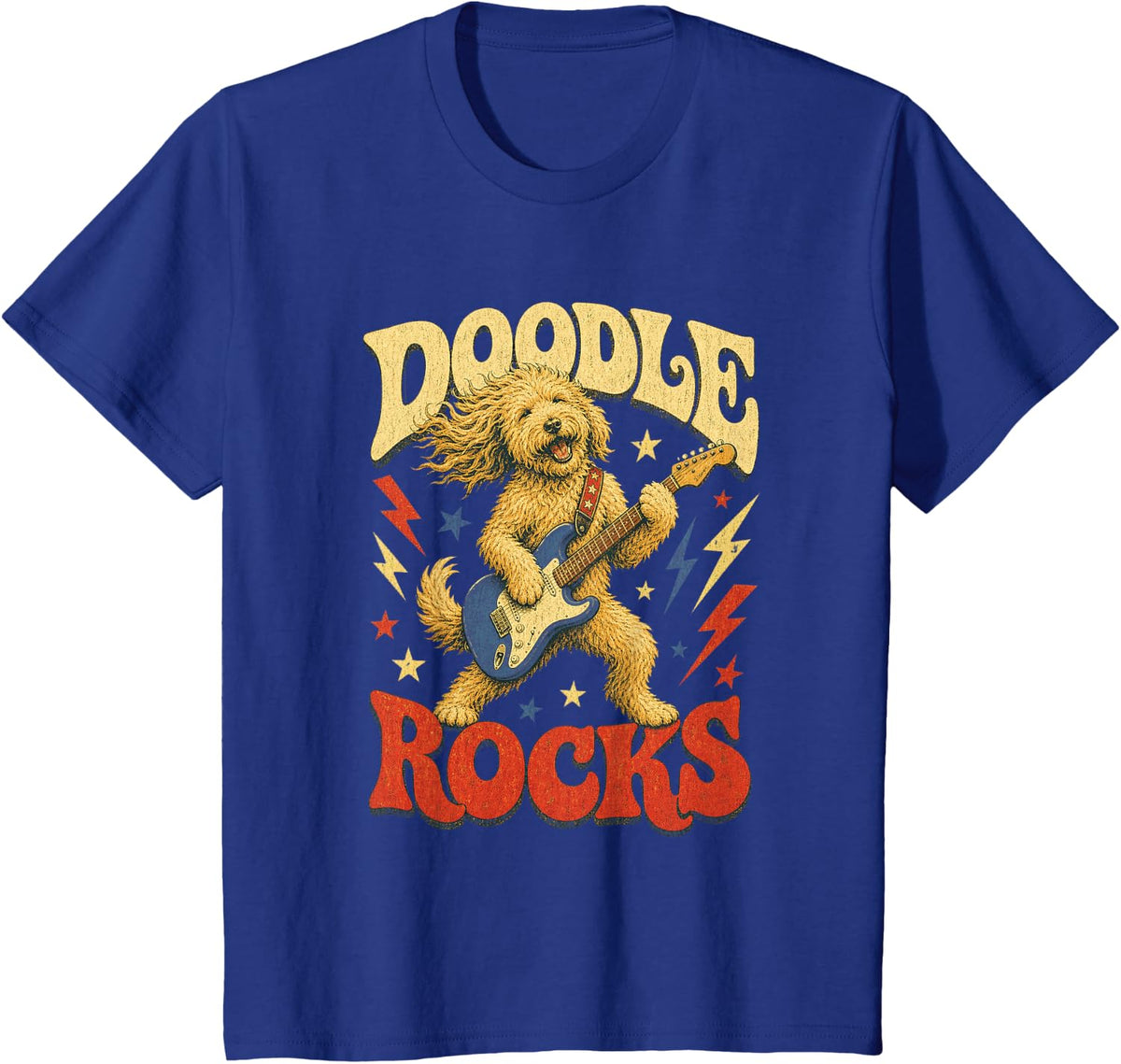 Doodle Rocks Goldendoodle Guitar Funny Dog Music Lover T-Shirt - Royal Blue
