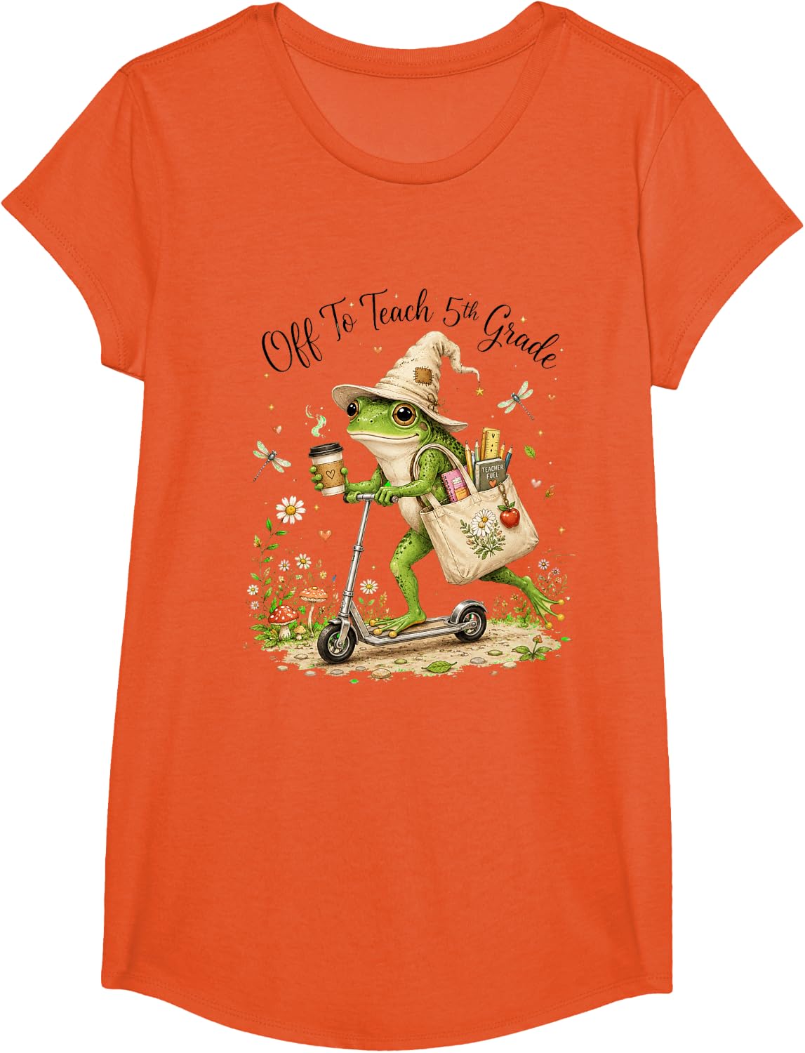 Off to Teach 5th Grade Teacher Back to School Fifth Grade T-Shirt - Girls Orange