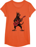 Doberman Playing Guitar T-Shirt - Girls Orange