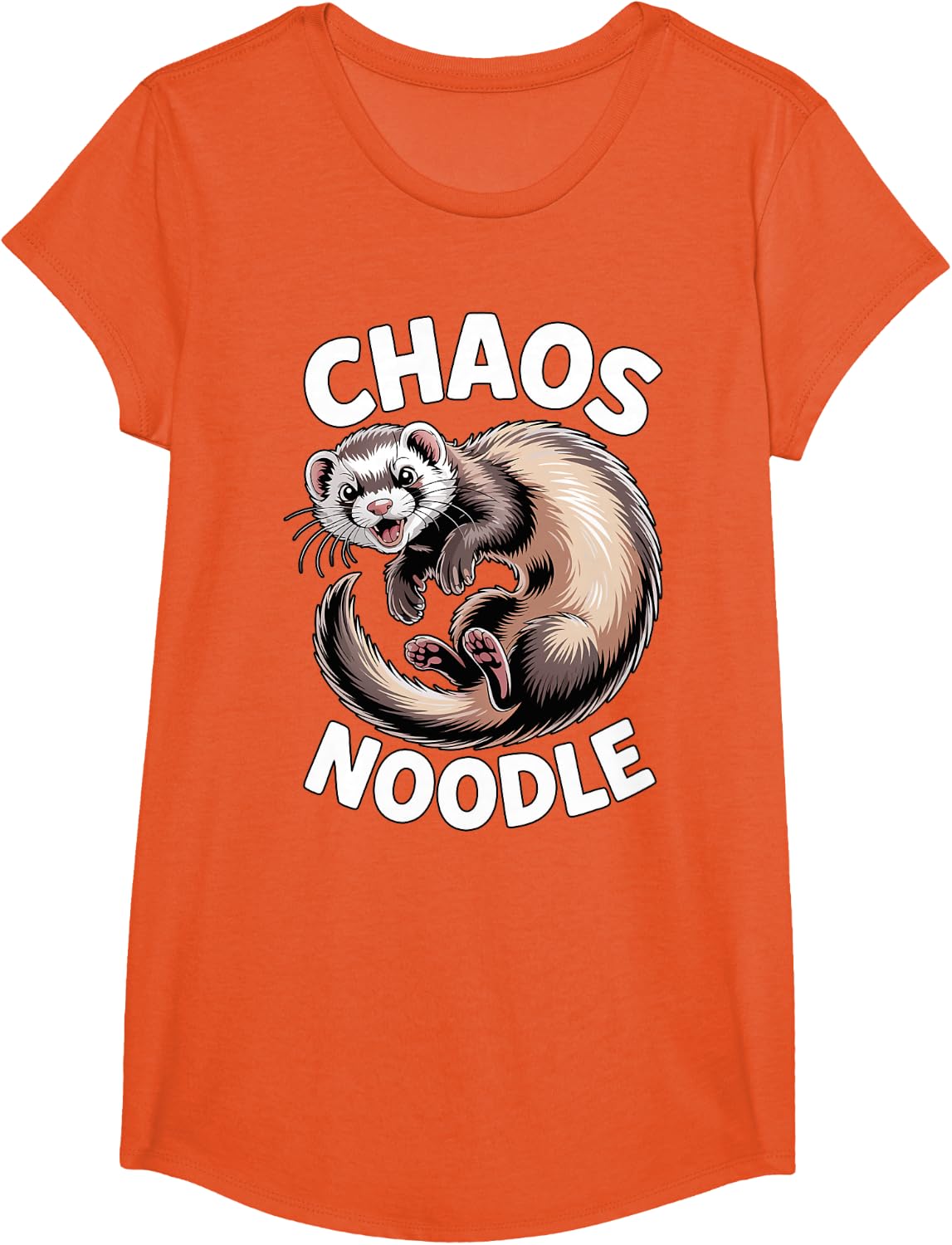 Funny Ferret Owner Pet Chaos Noodle Ferret Tees T-Shirts for Men Women - Girls Orange
