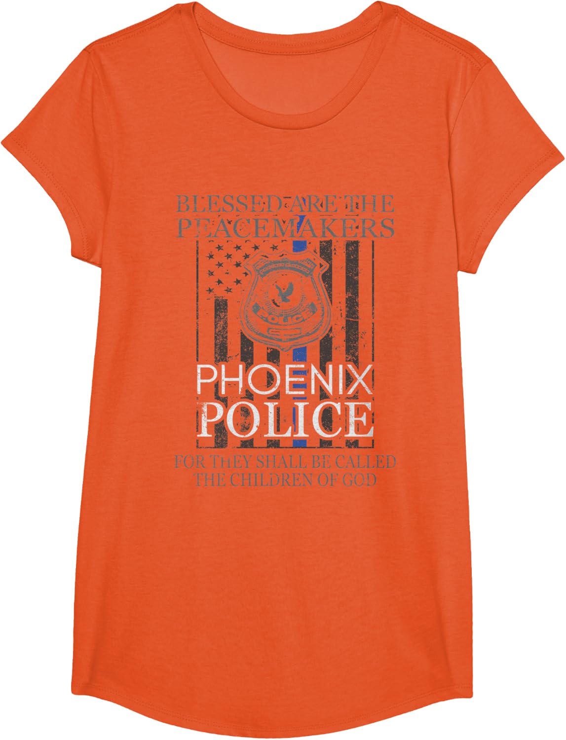 Phoenix Police Support Saint Michael Police Officer Prayer T-Shirt - Girls Orange