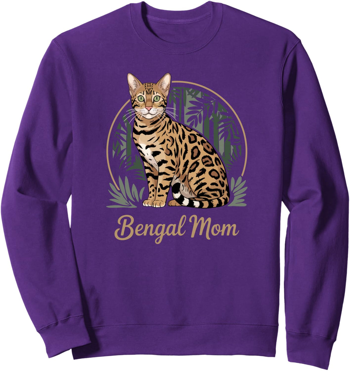 Cute Bengal Cat Mom Sweatshirt - Adult Unisex Purple