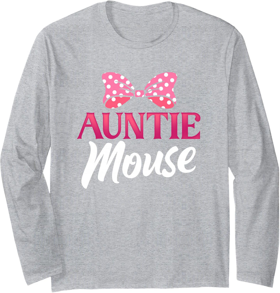 Cute Auntie Mouse | Niece Nephew | Aunt Women Long Sleeve T-Shirt - Adult Unisex Heather Grey
