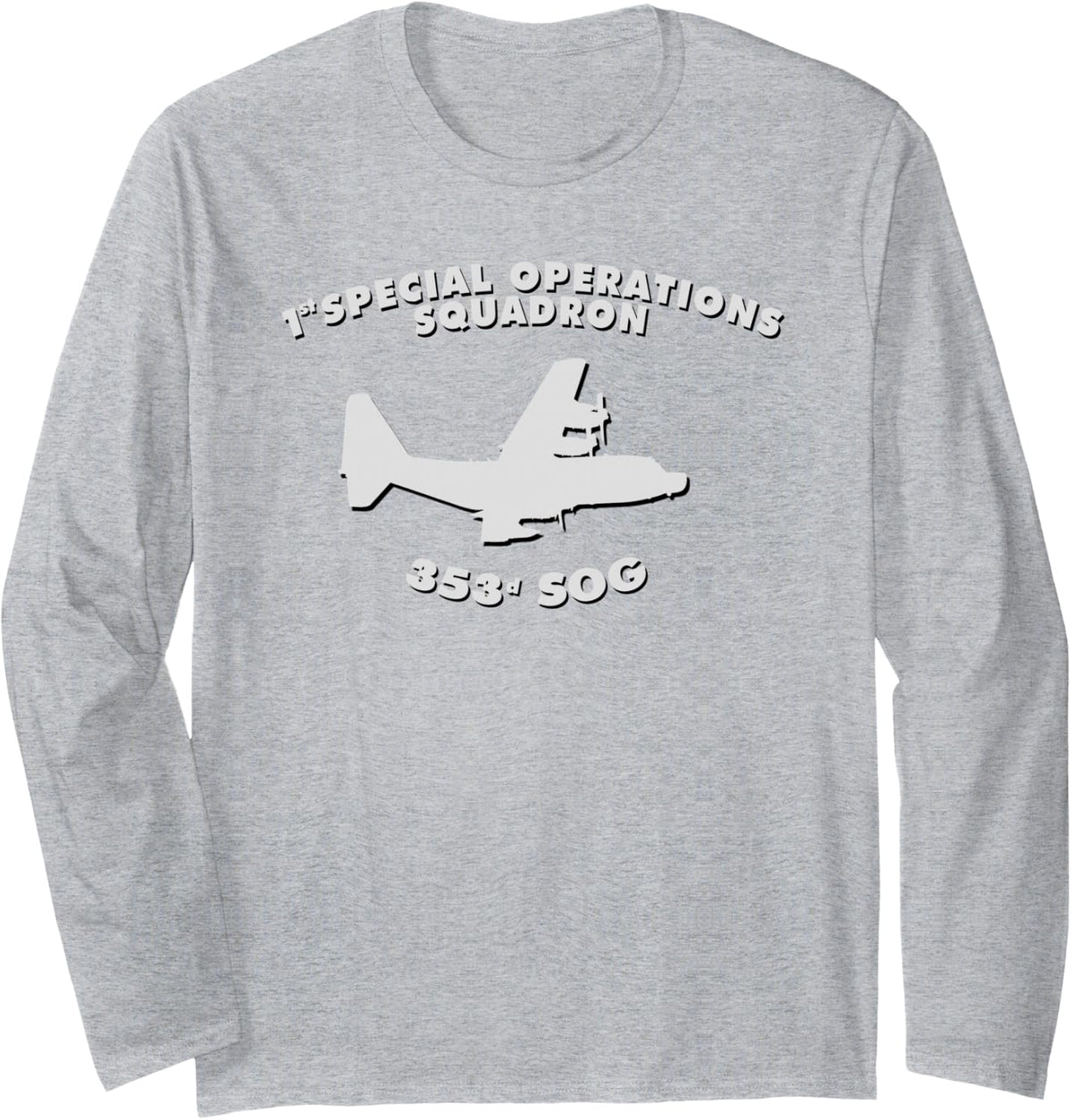 1st Special Operations Squadron MC-130 Combat Talon Long Sleeve T-Shirt - Adult Unisex Heather Grey