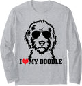 I Love My Doodle Goldendoodle Mom Labradoodle Dog Owner Gift Long Sleeve T-Shirt - Adult Unisex Heather Grey