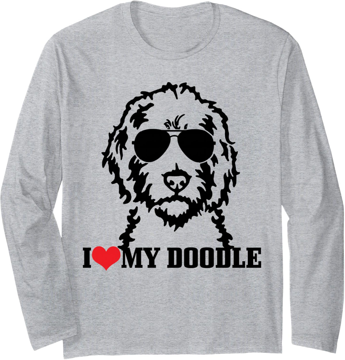 I Love My Doodle Goldendoodle Mom Labradoodle Dog Owner Gift Long Sleeve T-Shirt - Adult Unisex Heather Grey