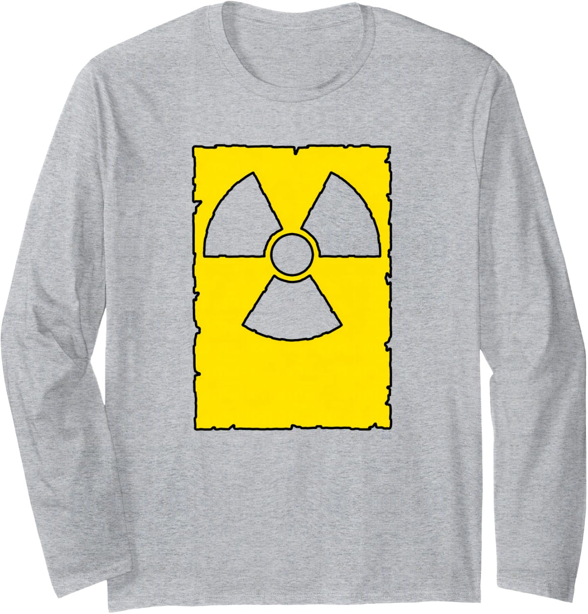 Radioactive Nuclear Warning Sign Vintage Long Sleeve T-Shirt - Adult Unisex Heather Grey