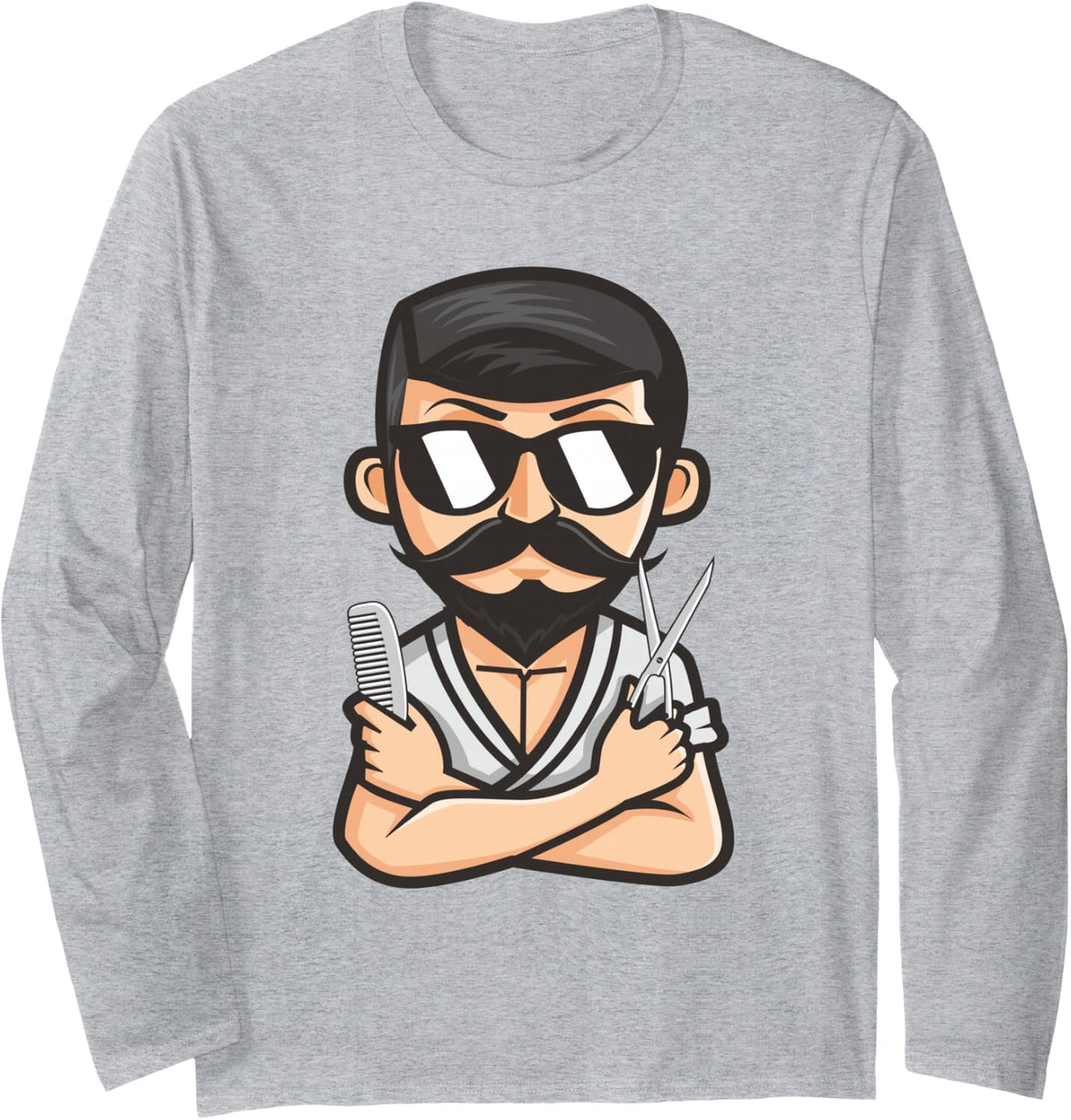 Hair-Dresser Barber-Shop Graphic Cool Hair Stylist Gifts Long Sleeve T-Shirt - Adult Unisex Heather Grey