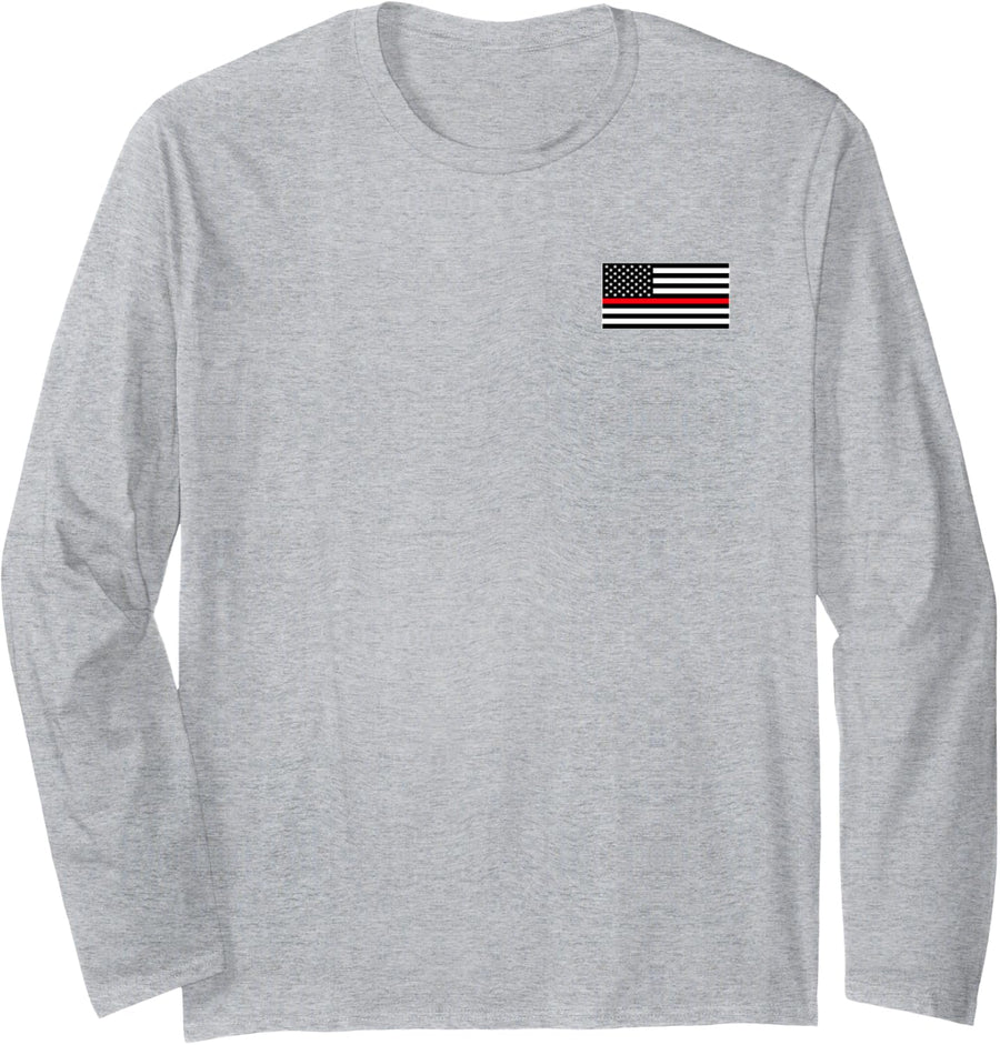 THIN RED LINE US AMERICA FLAG HONOR FIREMEN PERSONNEL Long Sleeve T-Shirt - Adult Unisex Heather Grey