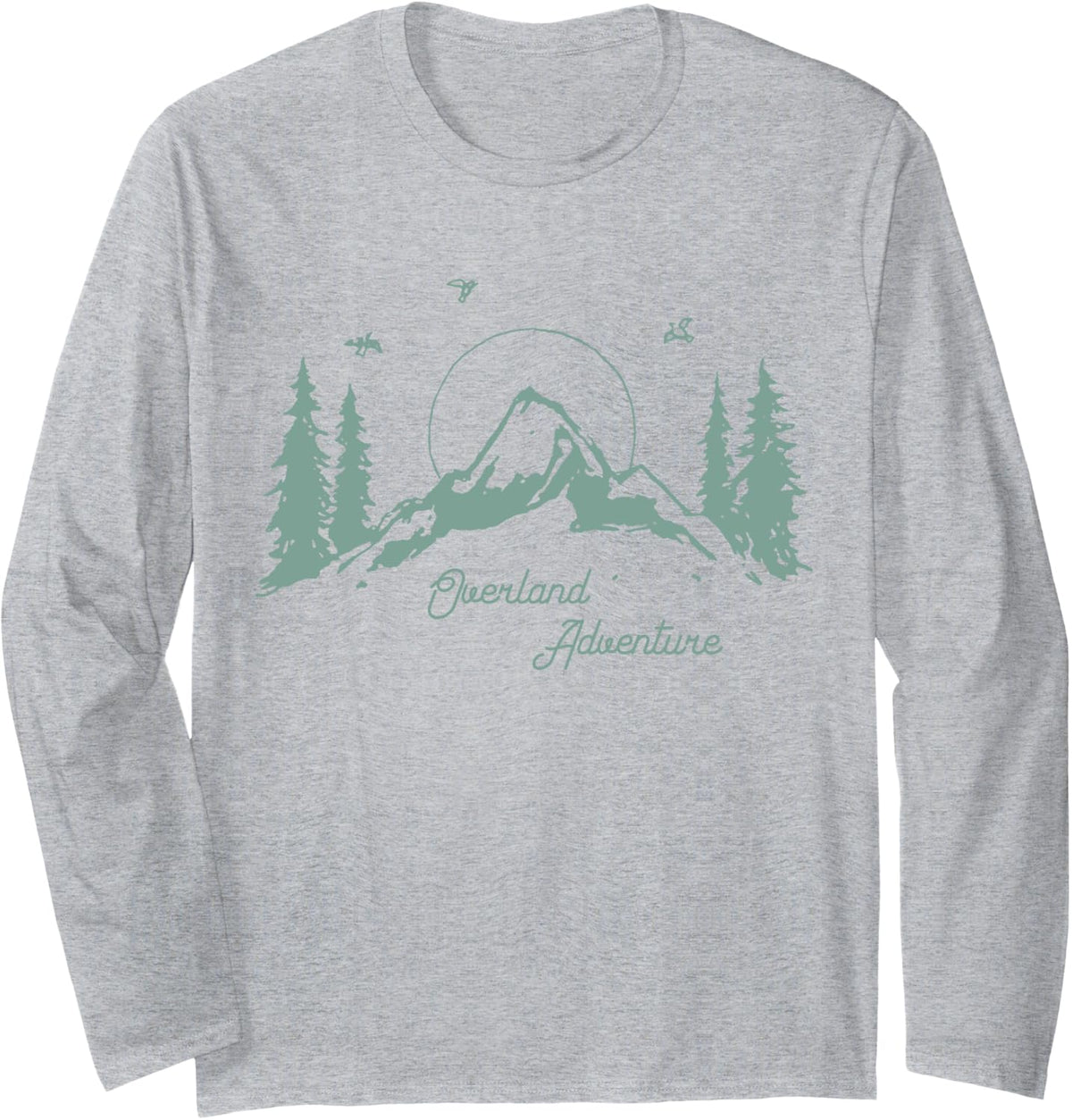 Overland Adventure Men's And Women's Mountain Landscape Long Sleeve T-Shirt - Adult Unisex Heather Grey