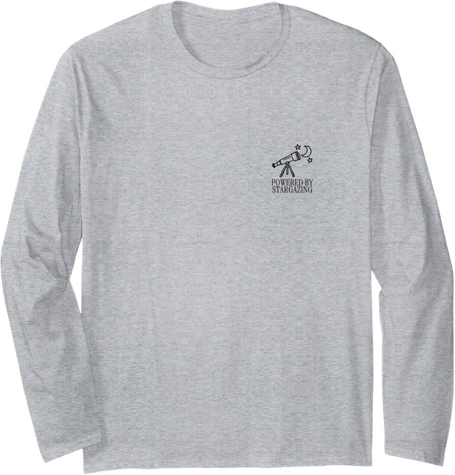Powered By Stargazing Minimalist Astronomy Night Sky Lover Long Sleeve T-Shirt - Adult Unisex Heather Grey