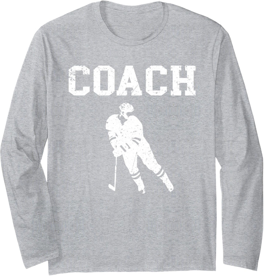 Hockey Coach Long Sleeve T-Shirt - Adult Unisex Heather Grey