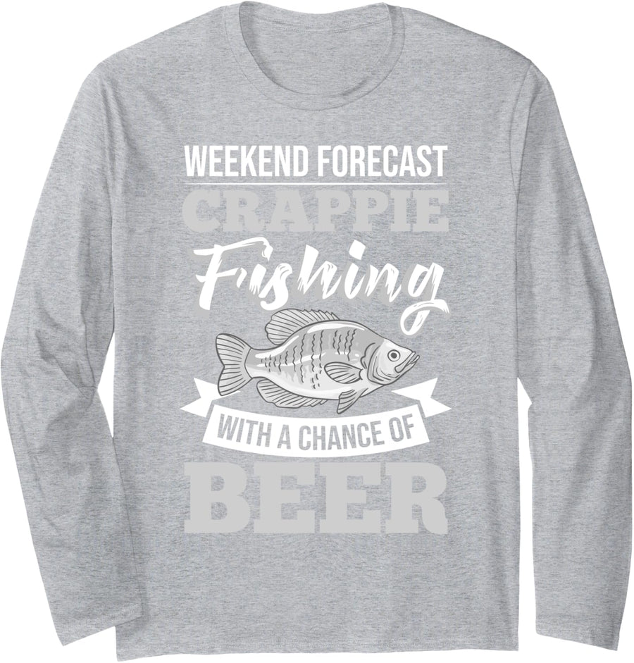 Crappie Fishing Bait Lures Rod Fish Long Sleeve T-Shirt - Adult Unisex Heather Grey