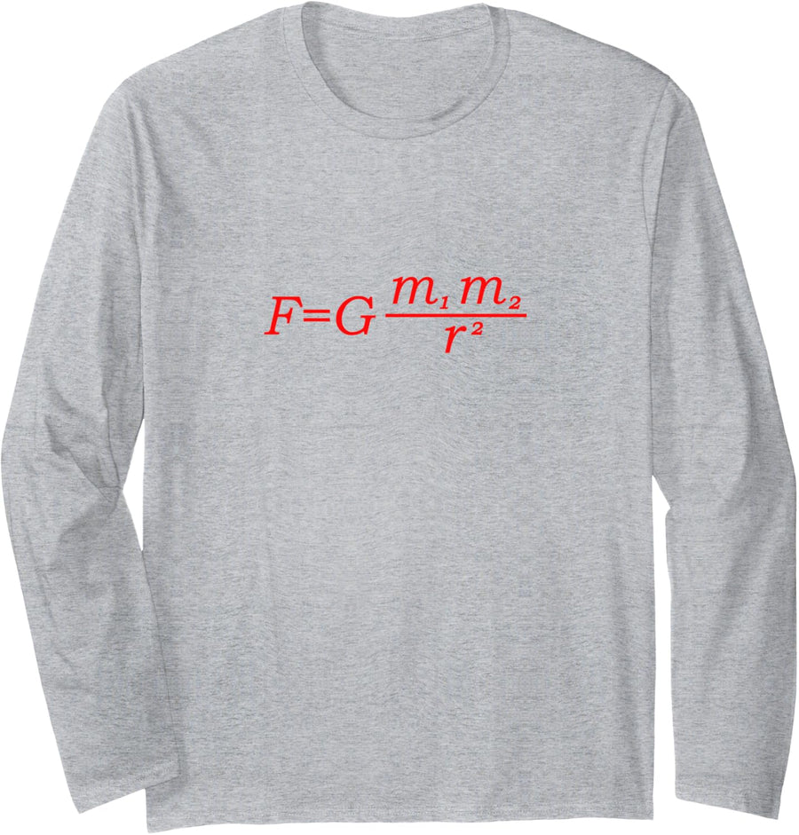 Newton's Equation Of Gravity Long Sleeve T-Shirt - Adult Unisex Heather Grey