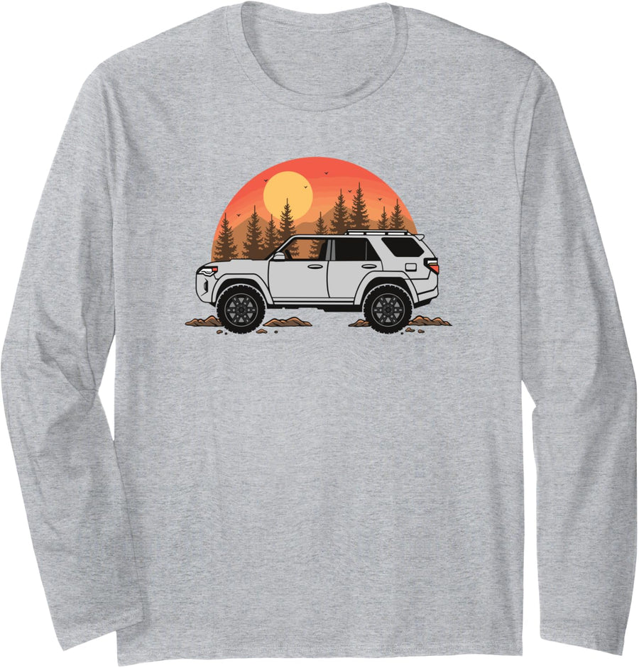 Trail4R Overlanding Forest Scene Long Sleeve T-Shirt - Adult Unisex Heather Grey